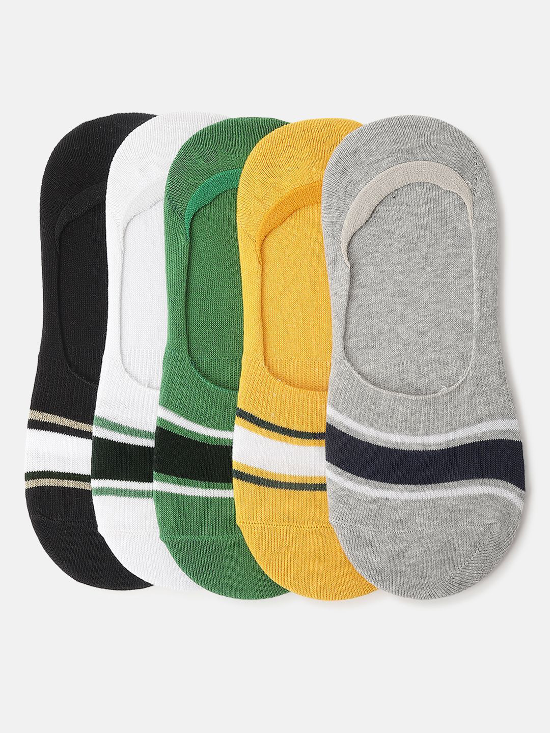 

Iconic Men Pack Of 5 Striped Shoe-liner Socks, Grey