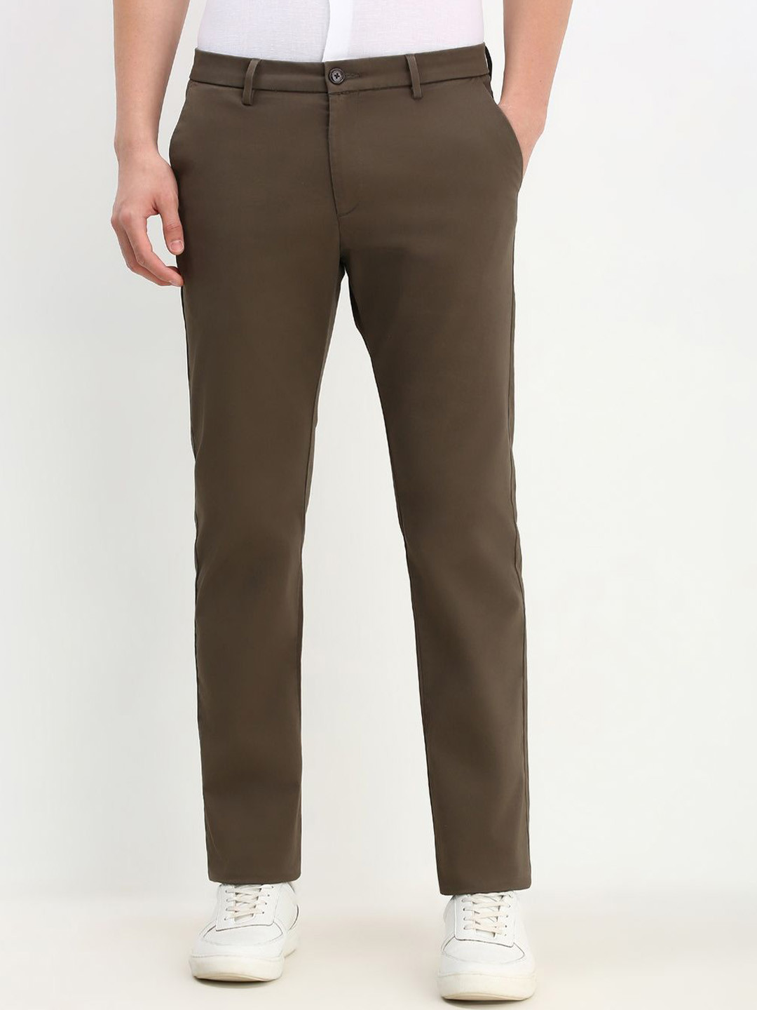 

Allen Solly Men Solid Trousers, Brown