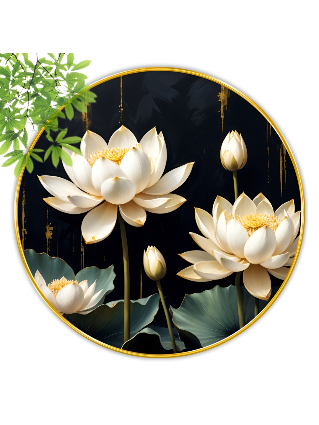 

SAF Black & White Floral Theme Wooden Wall Paintings