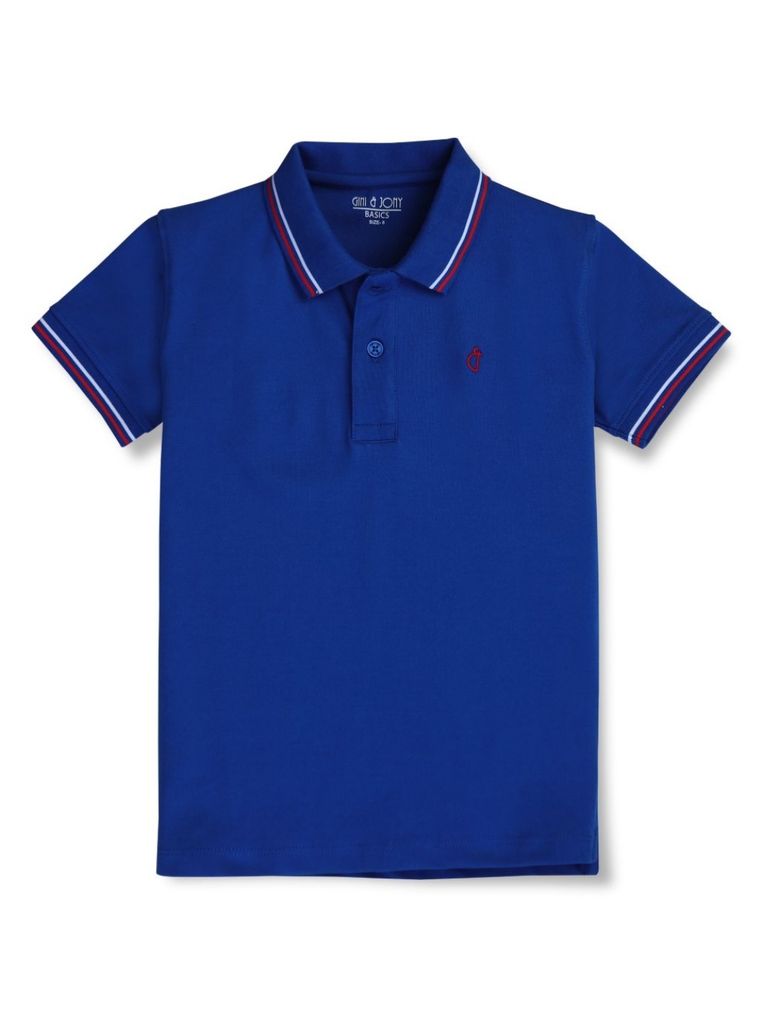 

Gini and Jony Boys Solid Polo Collar Cotton T-shirt, Blue