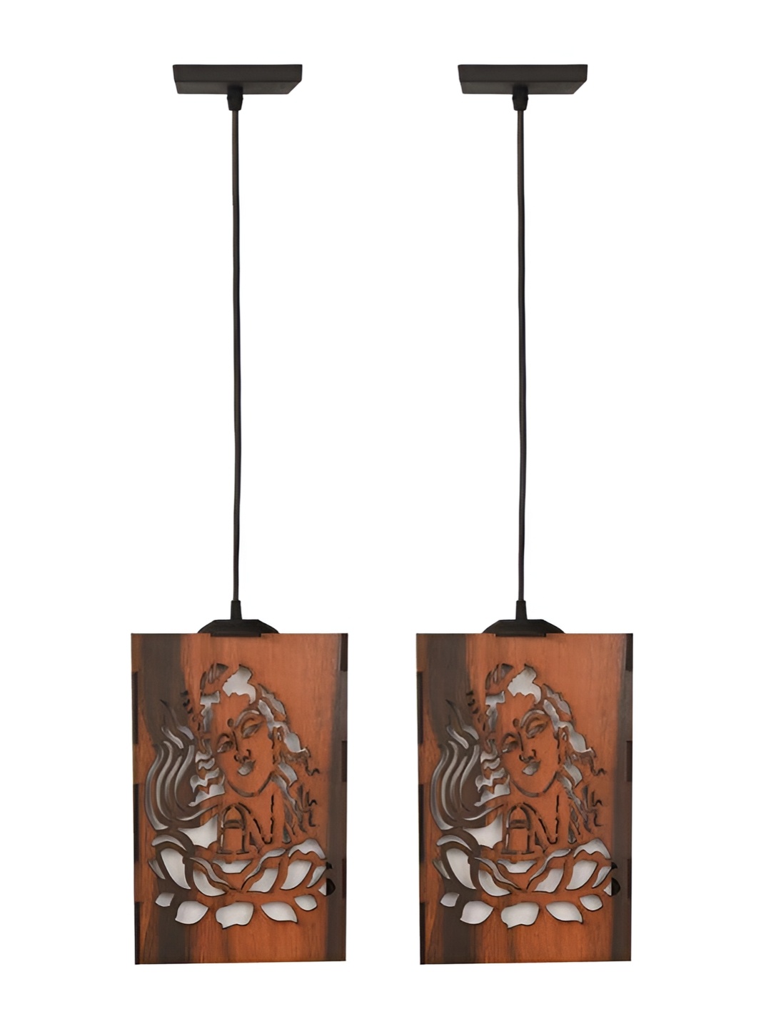 

Afast Black & Brown 2 Pieces Textured Traditional Wooden Rectangle Ceiling Lamp