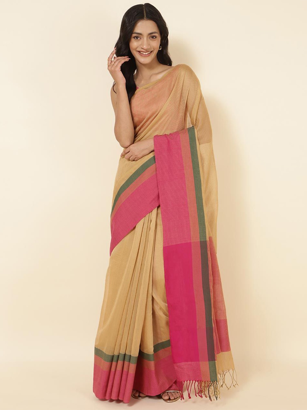 

Fabindia Woven Design Saree, Mustard