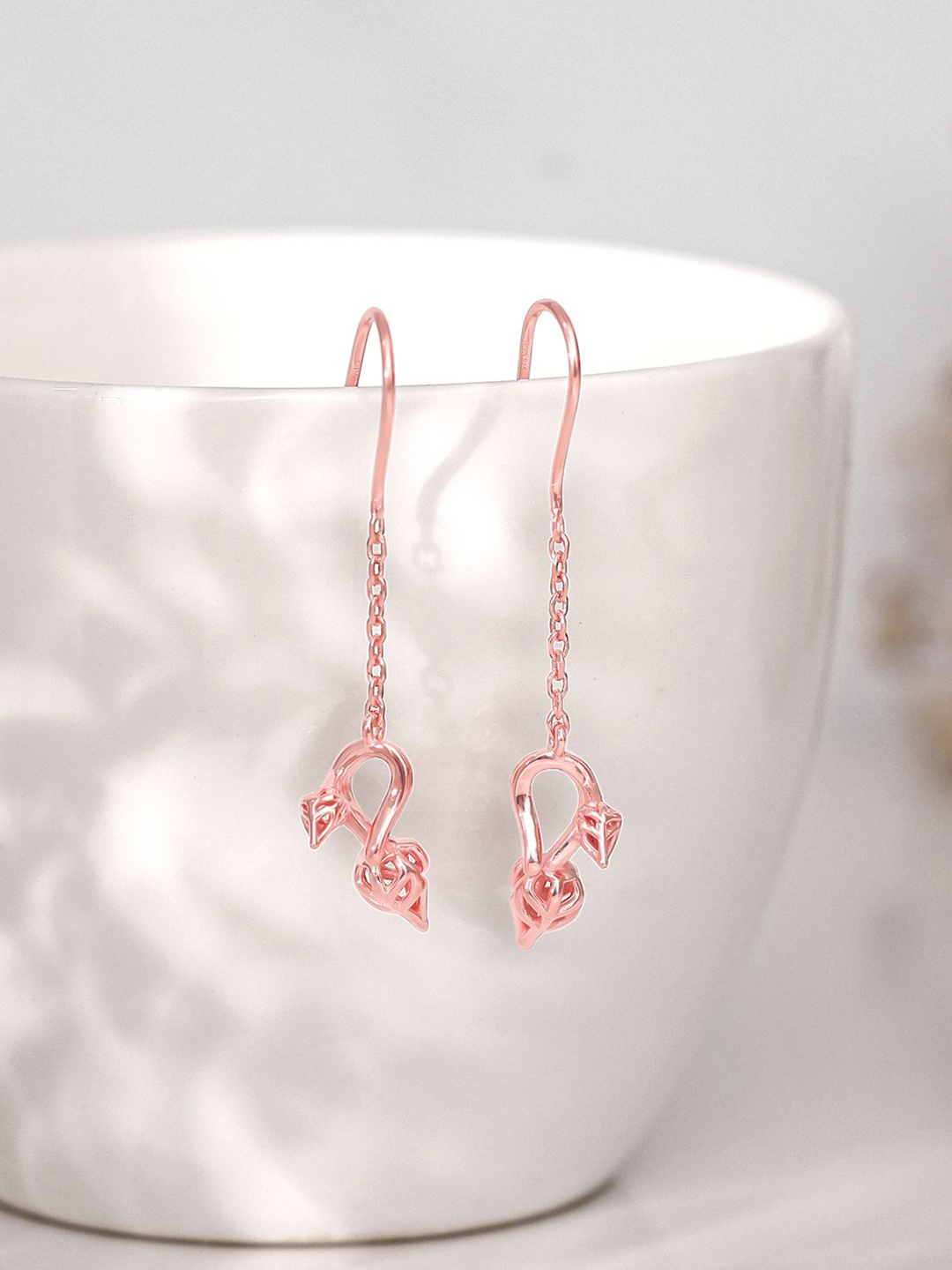 

GIVA 925 Silver Rose Gold Plated Contemporary Drop Earrings