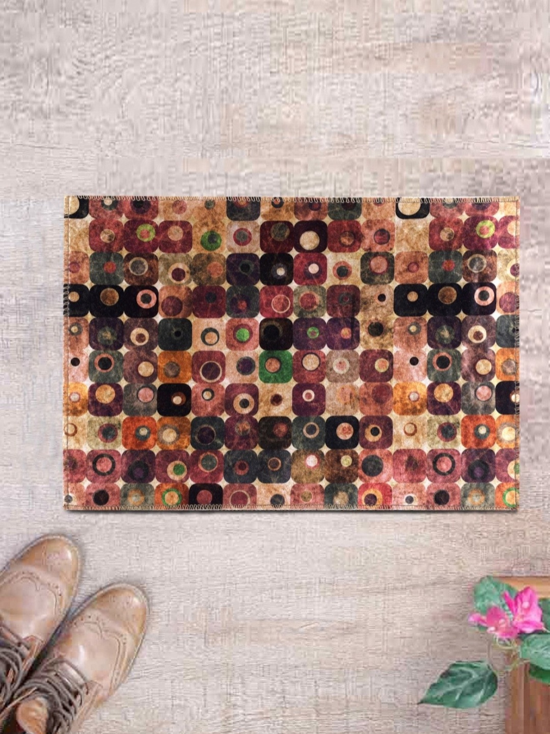 

ROMEE Brown & Beige AntiSlip Printed Doormats