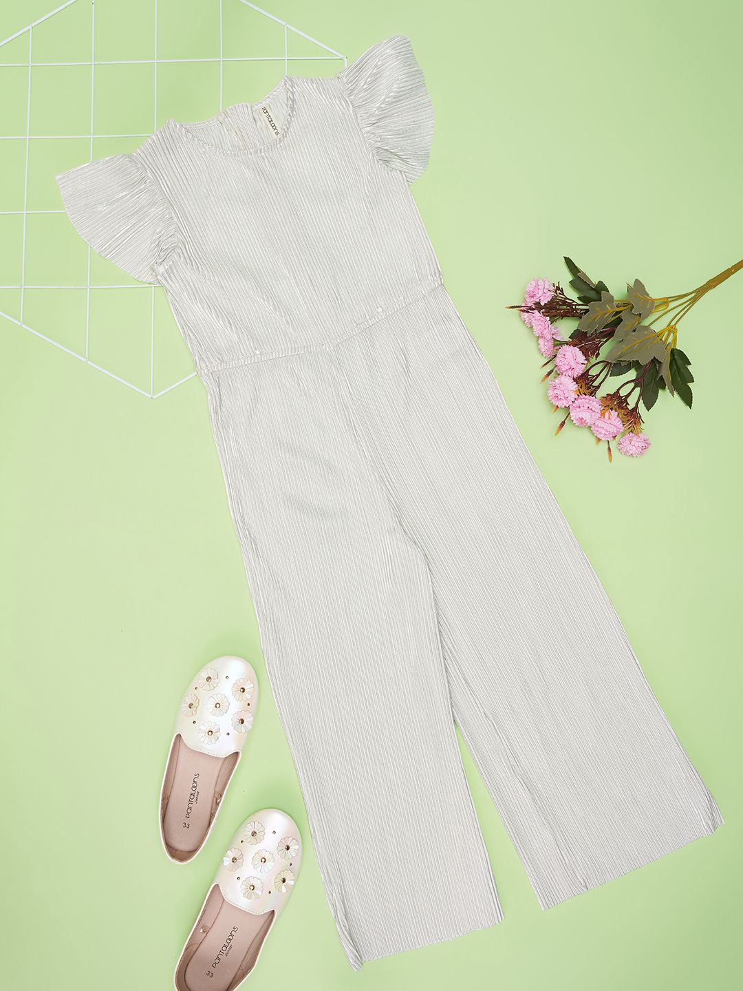 

Pantaloons Junior Girls Striped Basic Jumpsuit, Off white