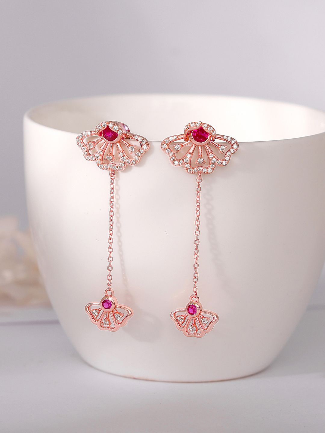 

GIVA 925 Silver Rose Gold Plated Contemporary Drop Earrings
