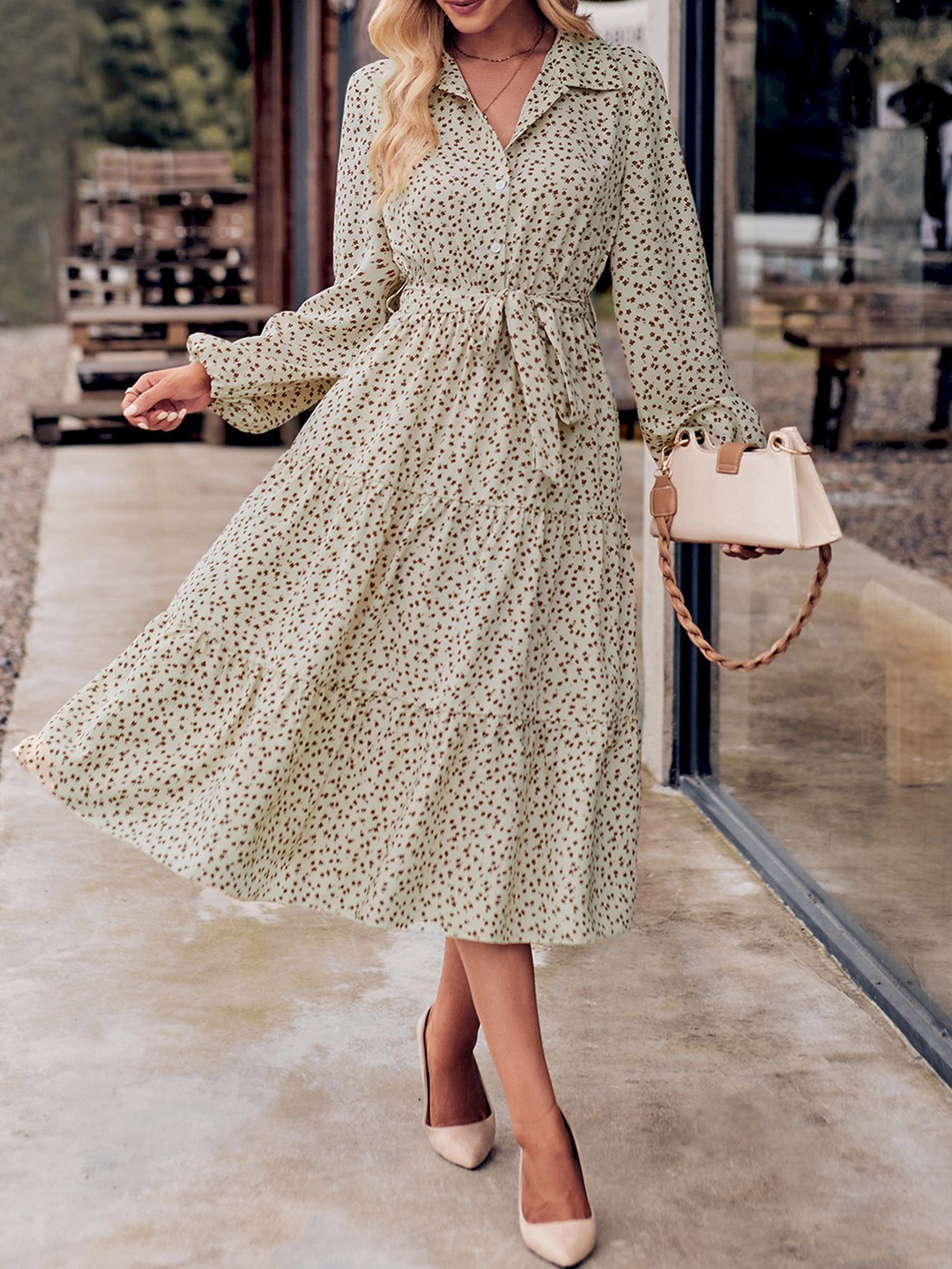 

StyleCast Printed Fit and Flare Dress, White