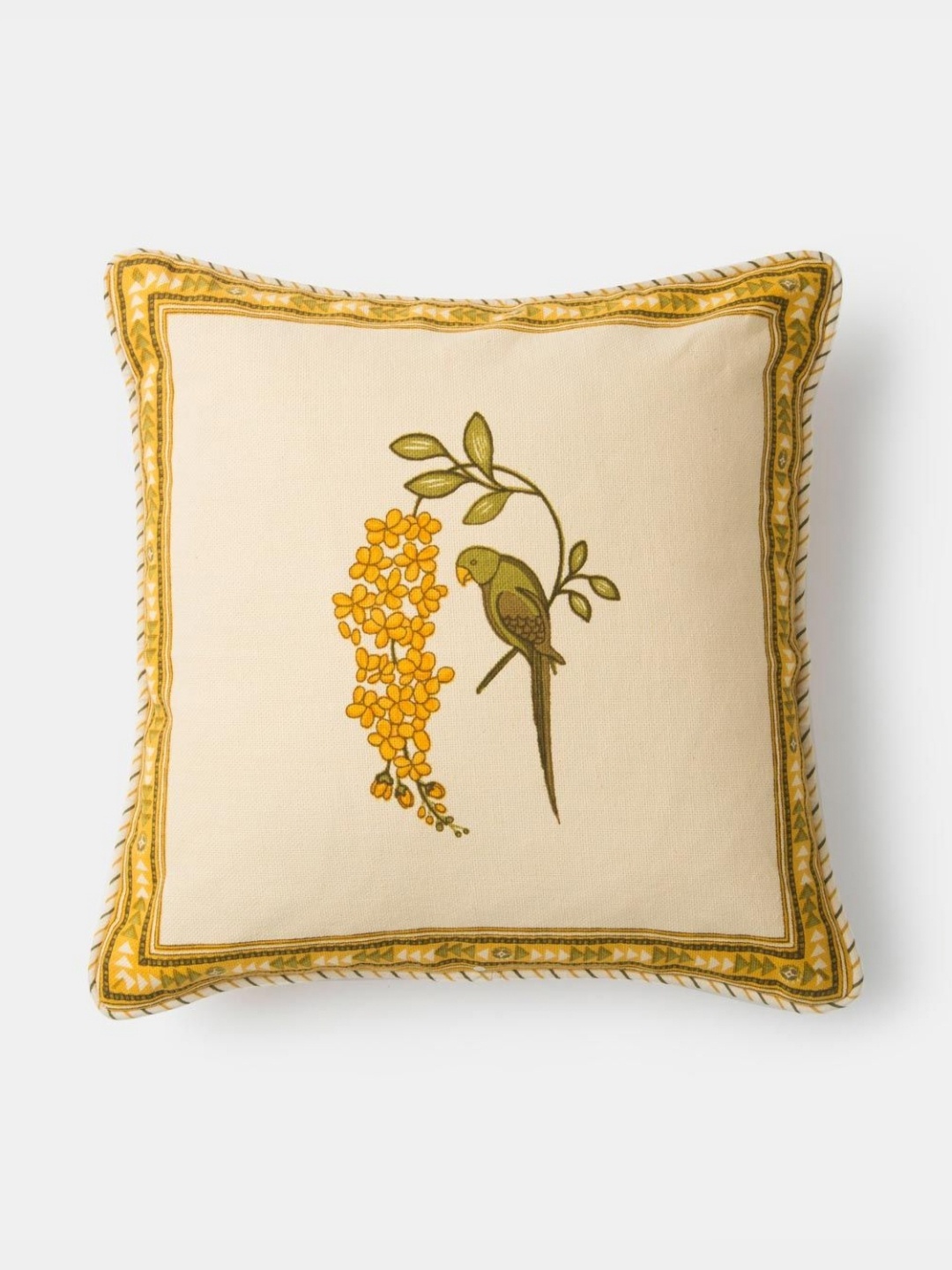 

Fabindia Amaltas Yellow & Beige Floral Printed Cotton Square Cushion Cover