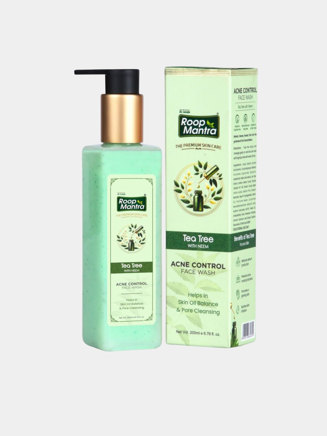 

Roop Mantra Tea Tree With Neem Acne Control Facewash - 200ml, Green