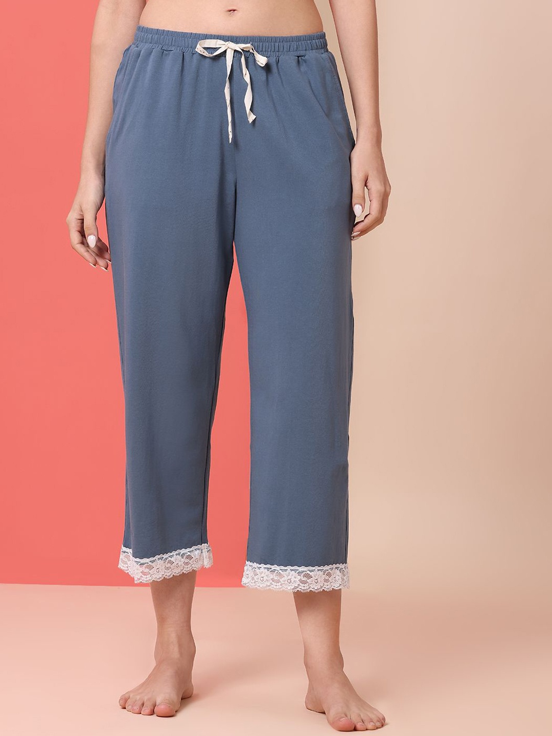 

Chemistry Solid Pure Cotton Lounge Pants, Blue