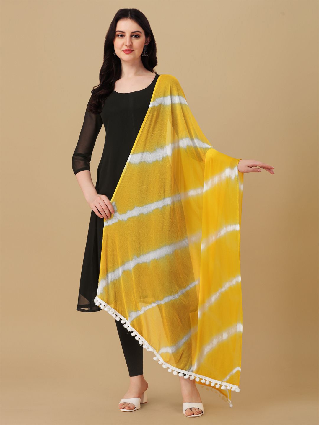 

Suha Leheriya Printed Dupatta, Yellow