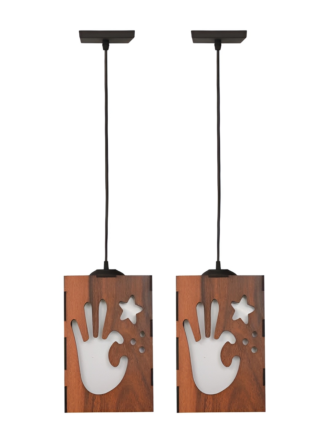 

Afast Black & Brown 2 Pieces Textured Wooden Rectangle Ceiling Lamp