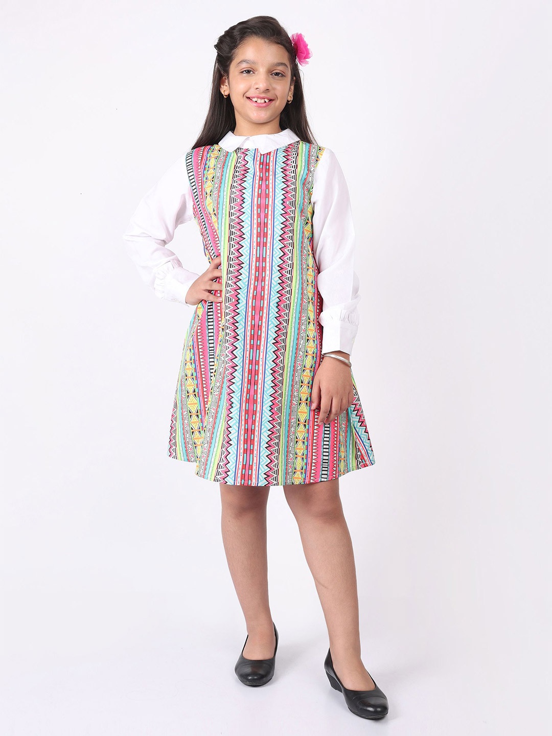 

SILK SPARROW Girls Tribal Printed A-Line Dress, Multi