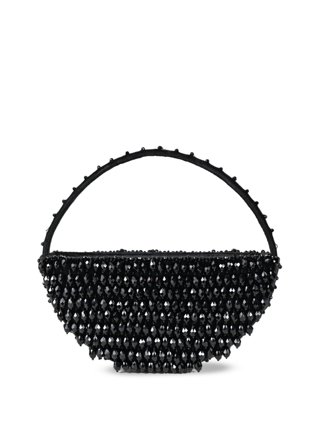

House of Kosha Embellished Suede Swagger Handheld Bag, Black