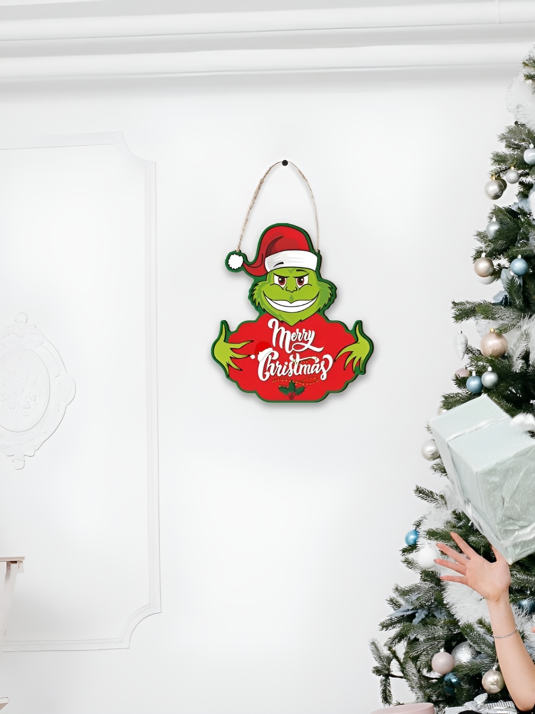 

CVANU Green & Red Printed Wooden Wall Hangings