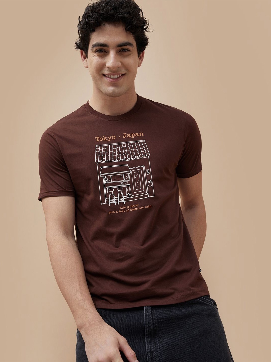 

Fame Forever by Lifestyle Men Graphic Printed Round Neck Cotton T-shirt, Brown