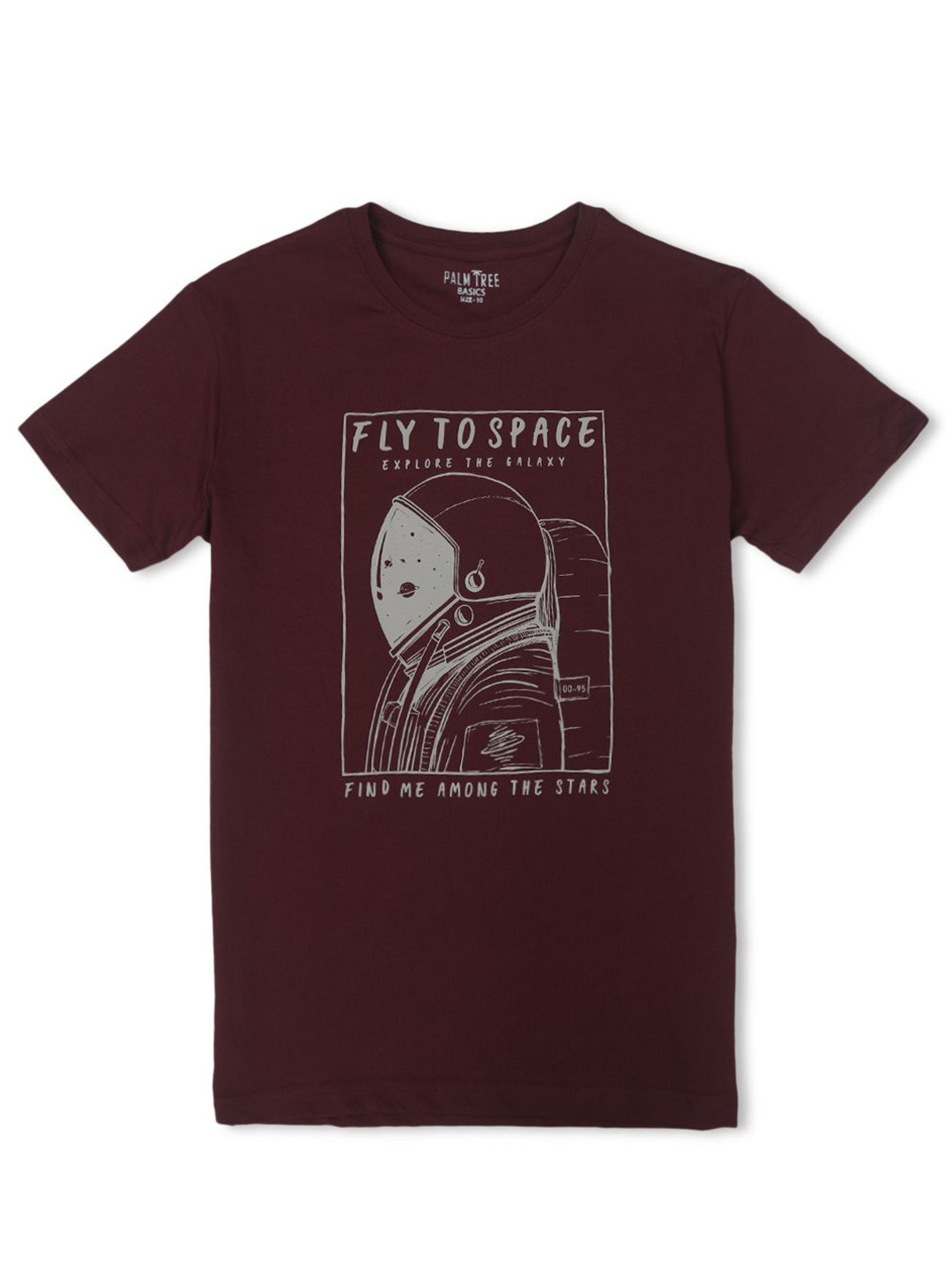 

Palm Tree Boys Graphic Printed Round Neck Cotton T-shirt, Burgundy