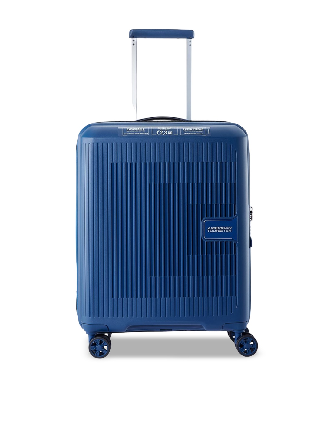 

AMERICAN TOURISTER Aerostep Expandable Textured Hard-Sided Cabin Trolley Bag, Blue