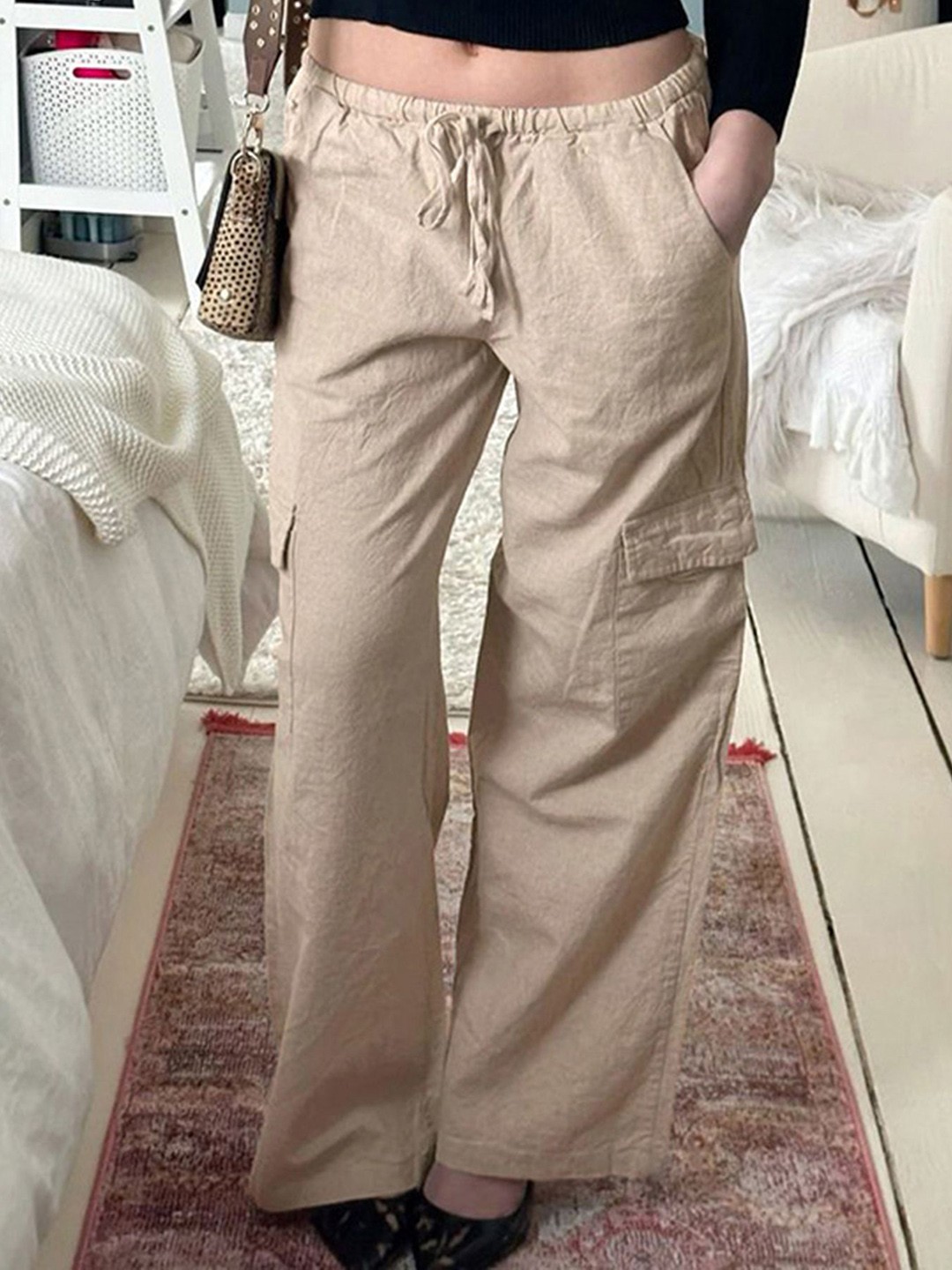 

LULU & SKY Women Straight Fit Trousers, Beige