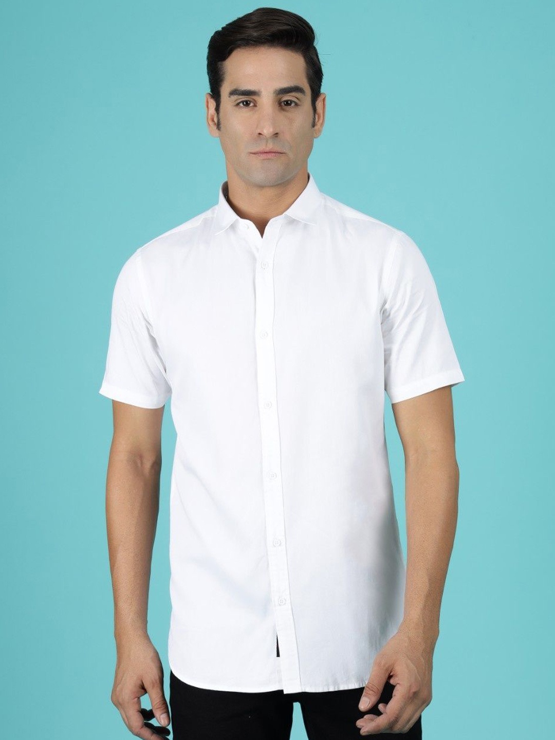 

Gavin Paris Men Original Spread Collar Solid Cotton Casual Shirt, White