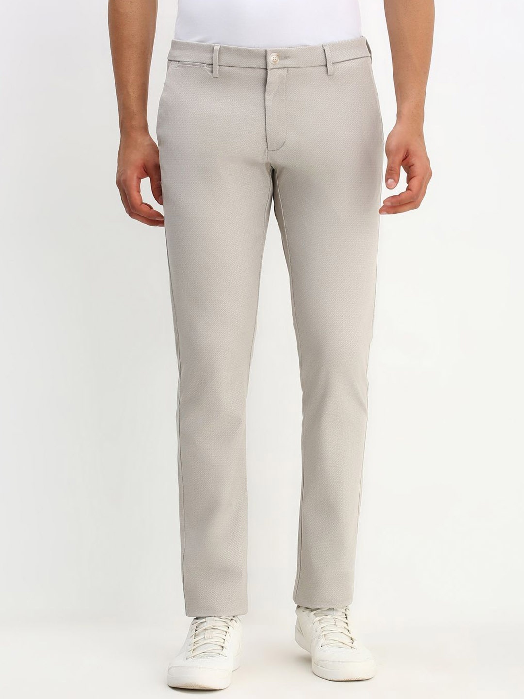 

Allen Solly Men Printed Slim Fit Trousers, Grey