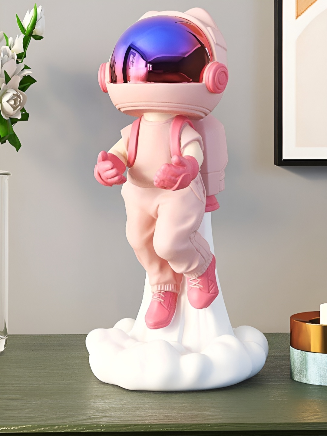 

SMOKEY COCKTAIL Pink & Blue Aesthetic Astronaut Sculpture Figurine Showpiece