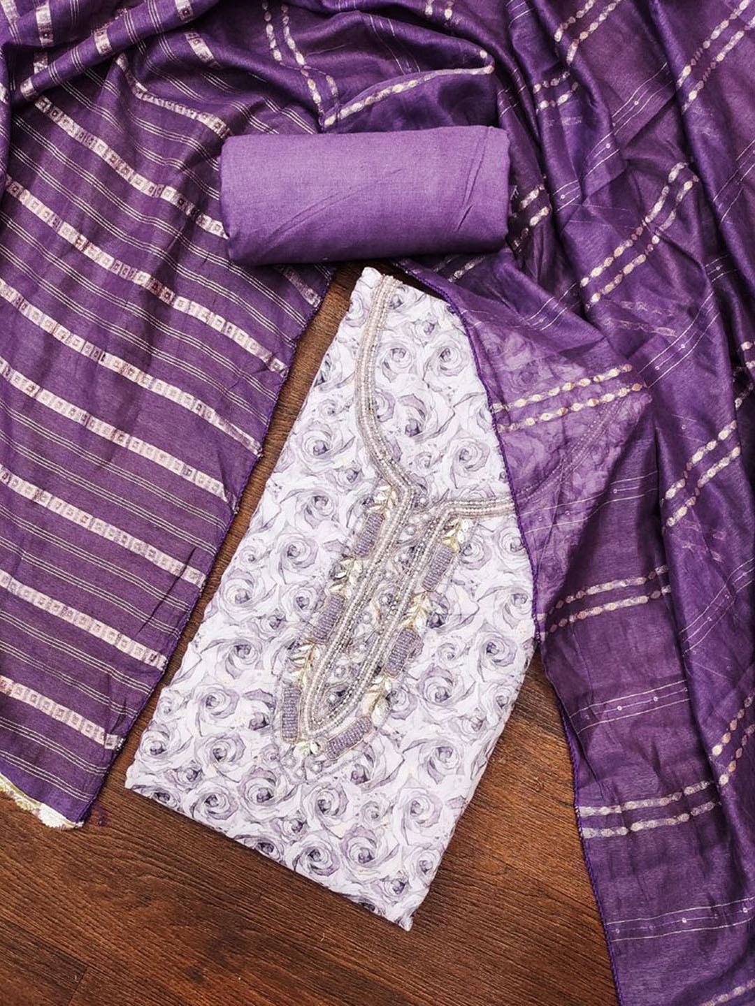 

ASISA Embroidered Unstitched Dress Material, Lavender