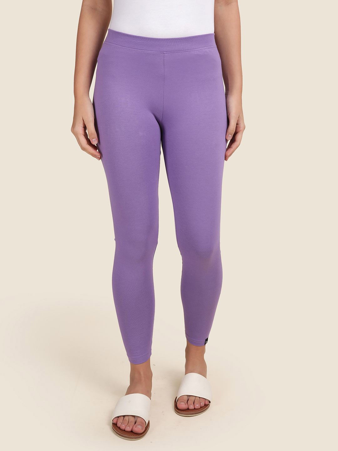 

TWIN BIRDS Women Solid Super Stretch Cotton Ankle Length Leggings, Purple