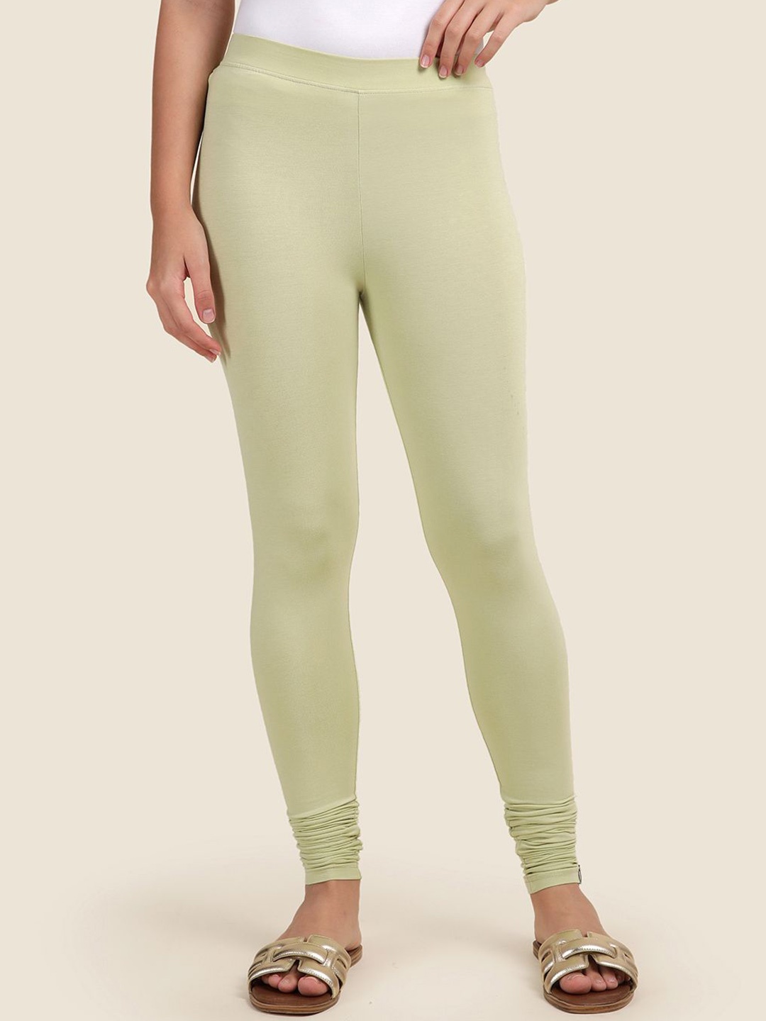 

TWIN BIRDS Women Solid Super Stretch Viscose Churidar Length Leggings, Green