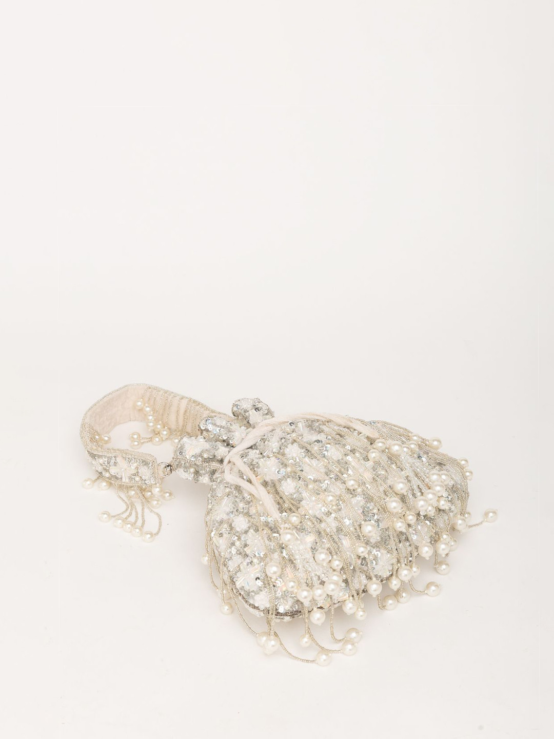 

EENA Embroidered Potli Clutch, Silver