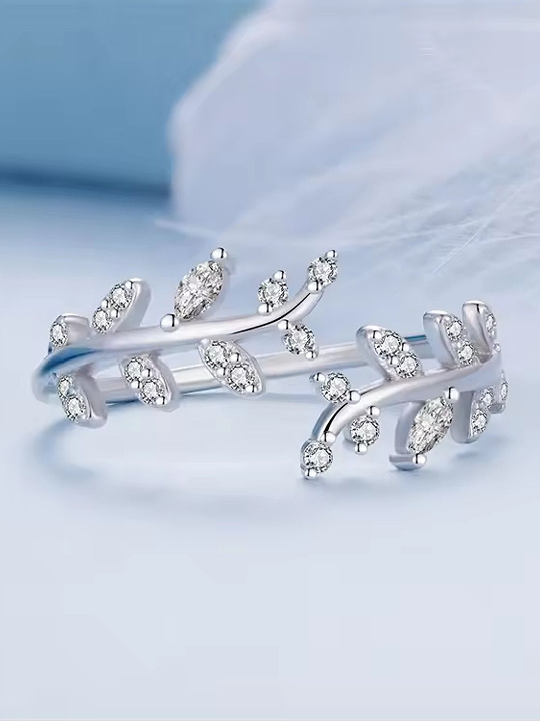 

Lila Women Silver-Plated CZ-Studded Adjustable Ring