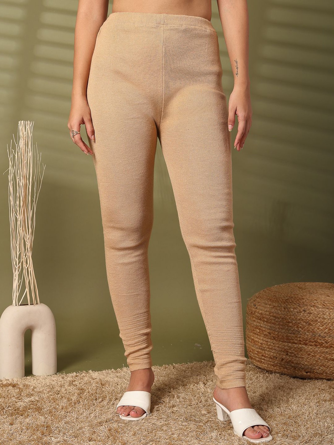 

Clora Creation Churidar Length Woolen Leggings, Beige
