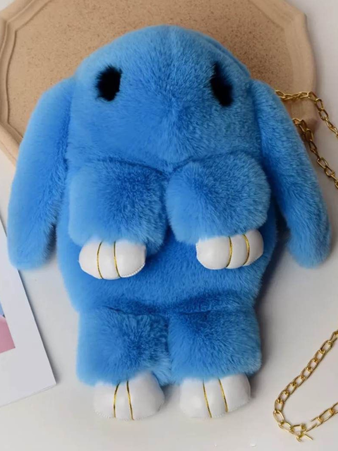 

LIKAA Girls Plush Bunny Shoulder Sling Bag, Turquoise blue