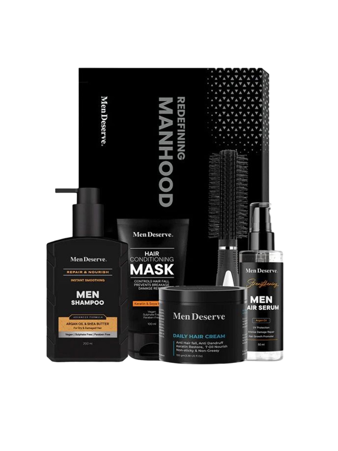 

Men Deserve Set Of 5 Hair Care & Grooming Kit, Black