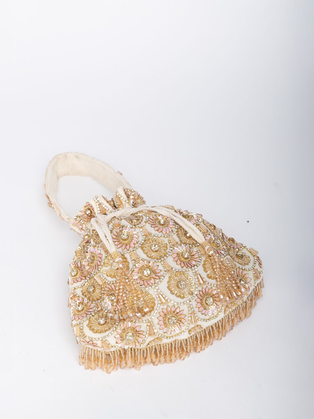 

EENA Embroidered Potli Clutch, Off white