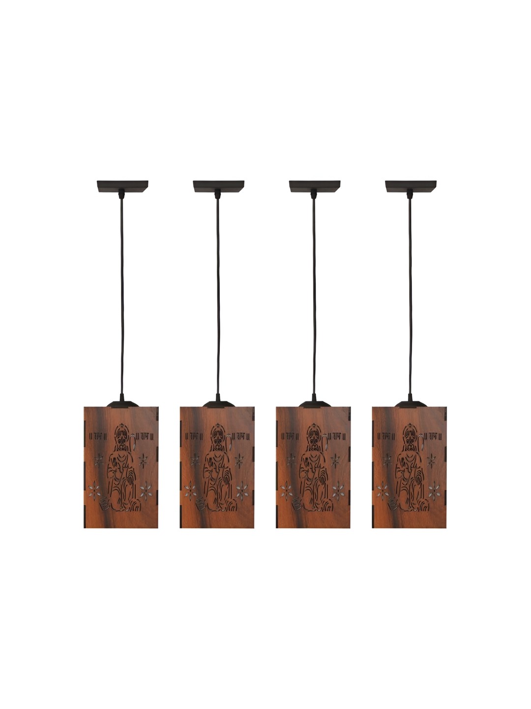 

Afast Black & Brown 4 Pieces Textured Traditional Wooden Rectangle Ceiling Lamp