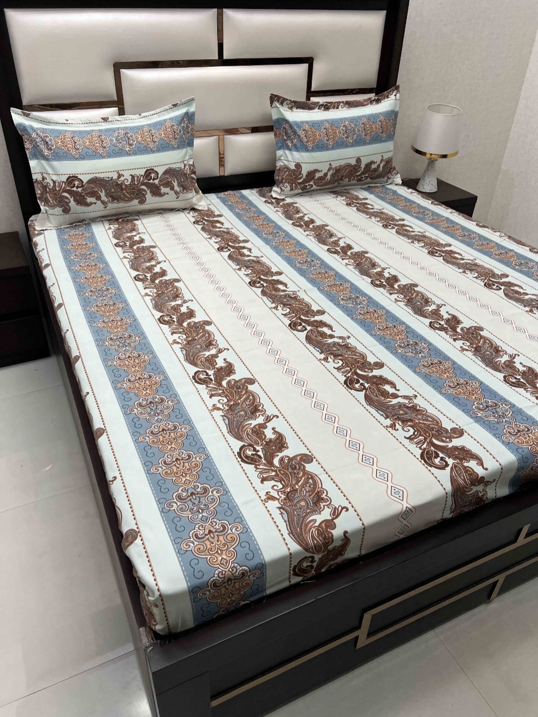 

Pure Decor amulya Blue Ethnic Motifs Microfiber 330 TC Queen Bedsheet with 2 Pillow Covers