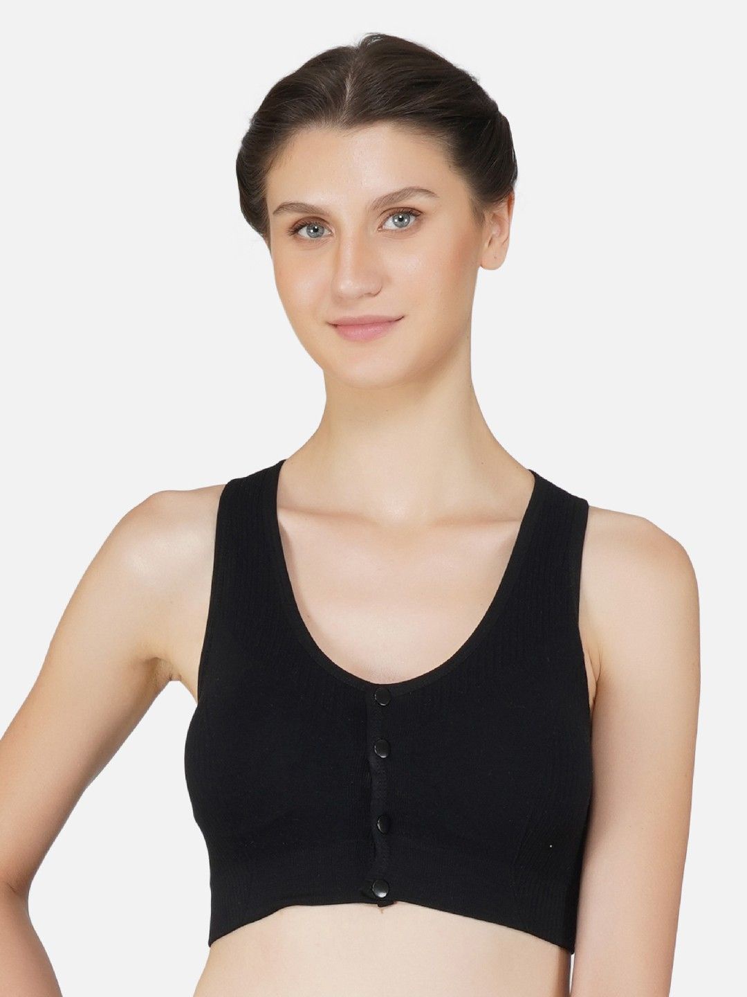 

Poftik Front Open Full Coverage Lightly Padded Bra, Black