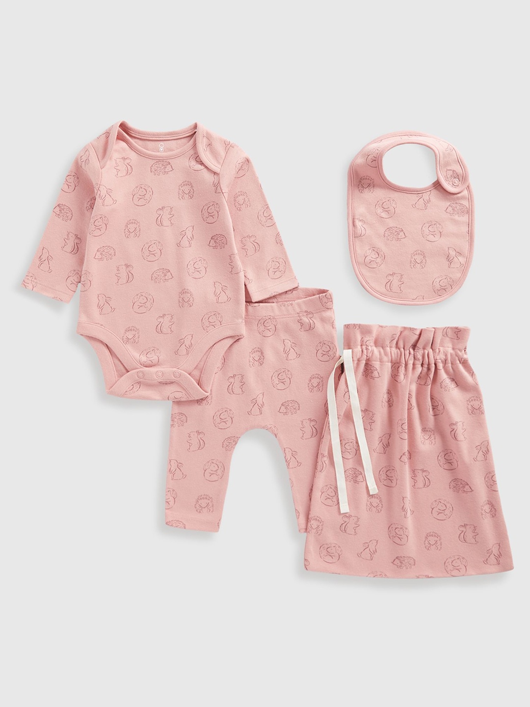 

mothercare Infants Girls Pack of 4 Pure Cotton Baby Apparel Gift Set, Pink