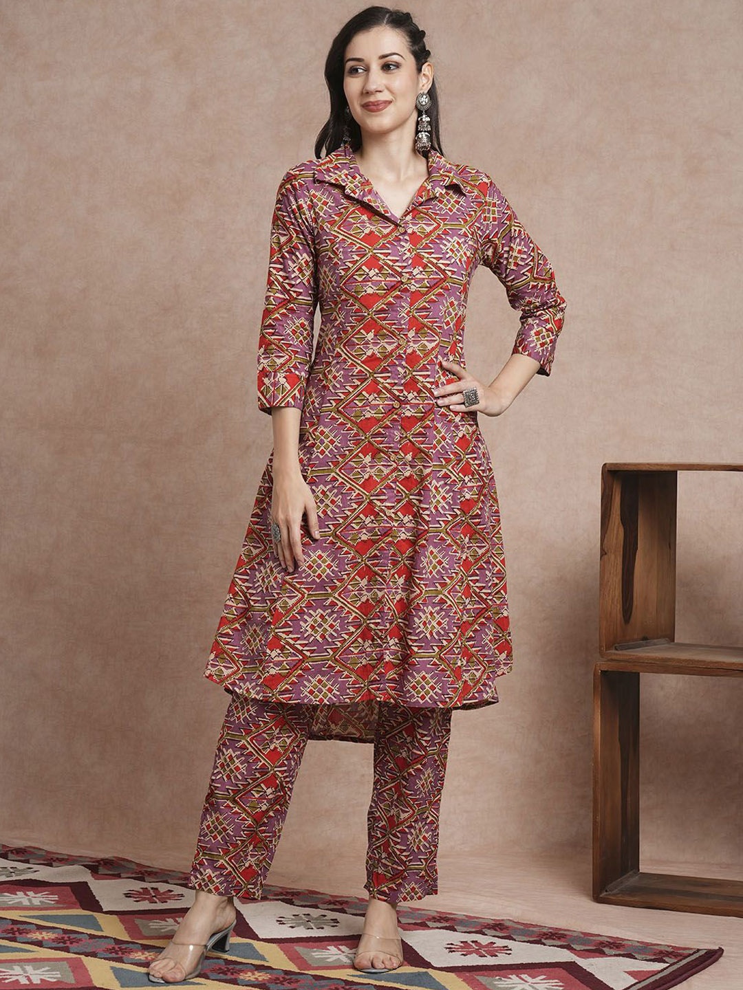

FASHOR Printed Tunic & Trousers, Green