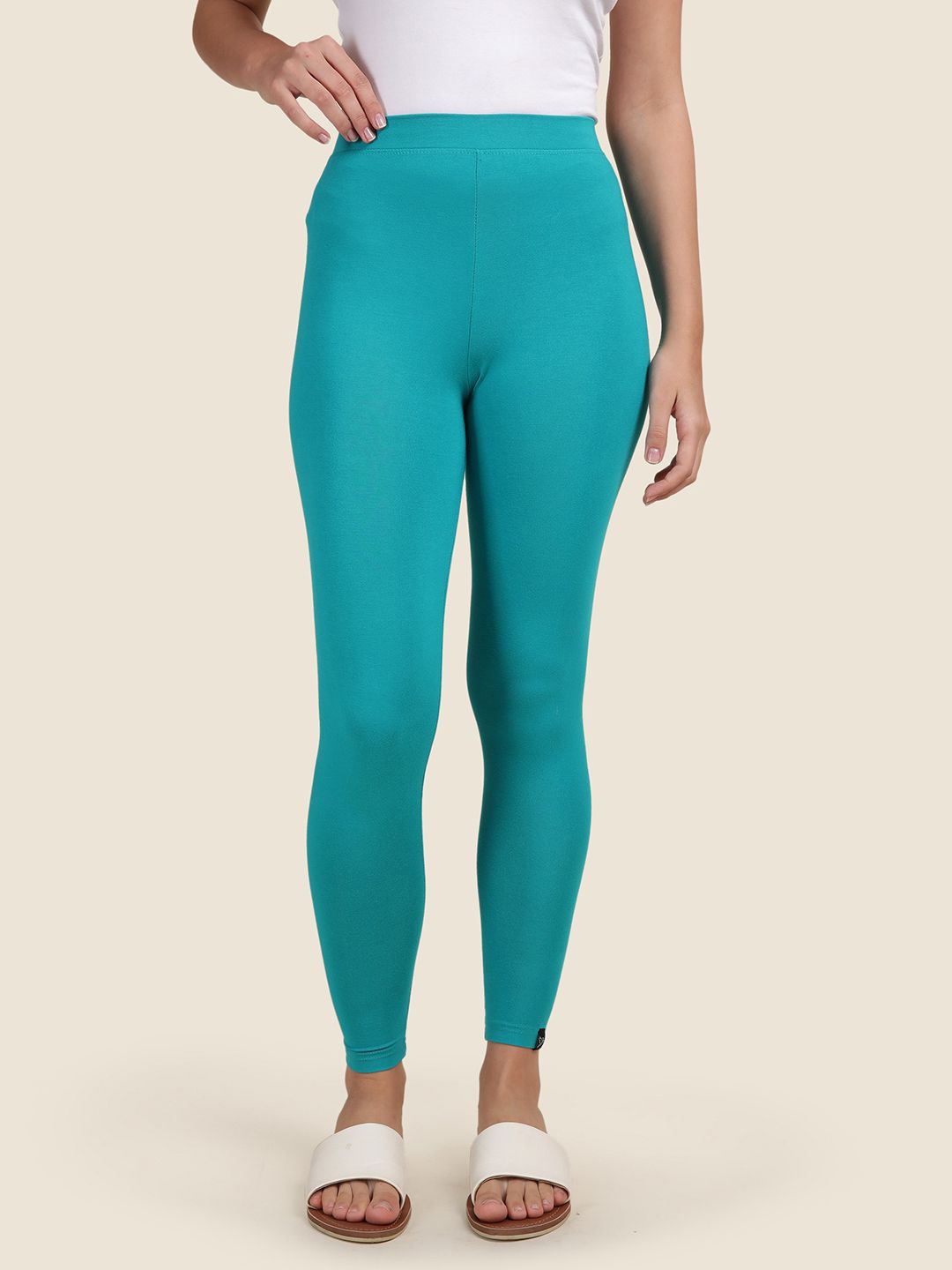

TWIN BIRDS Women Solid Super Stretch Viscose Ankle Length Leggings, Sea green