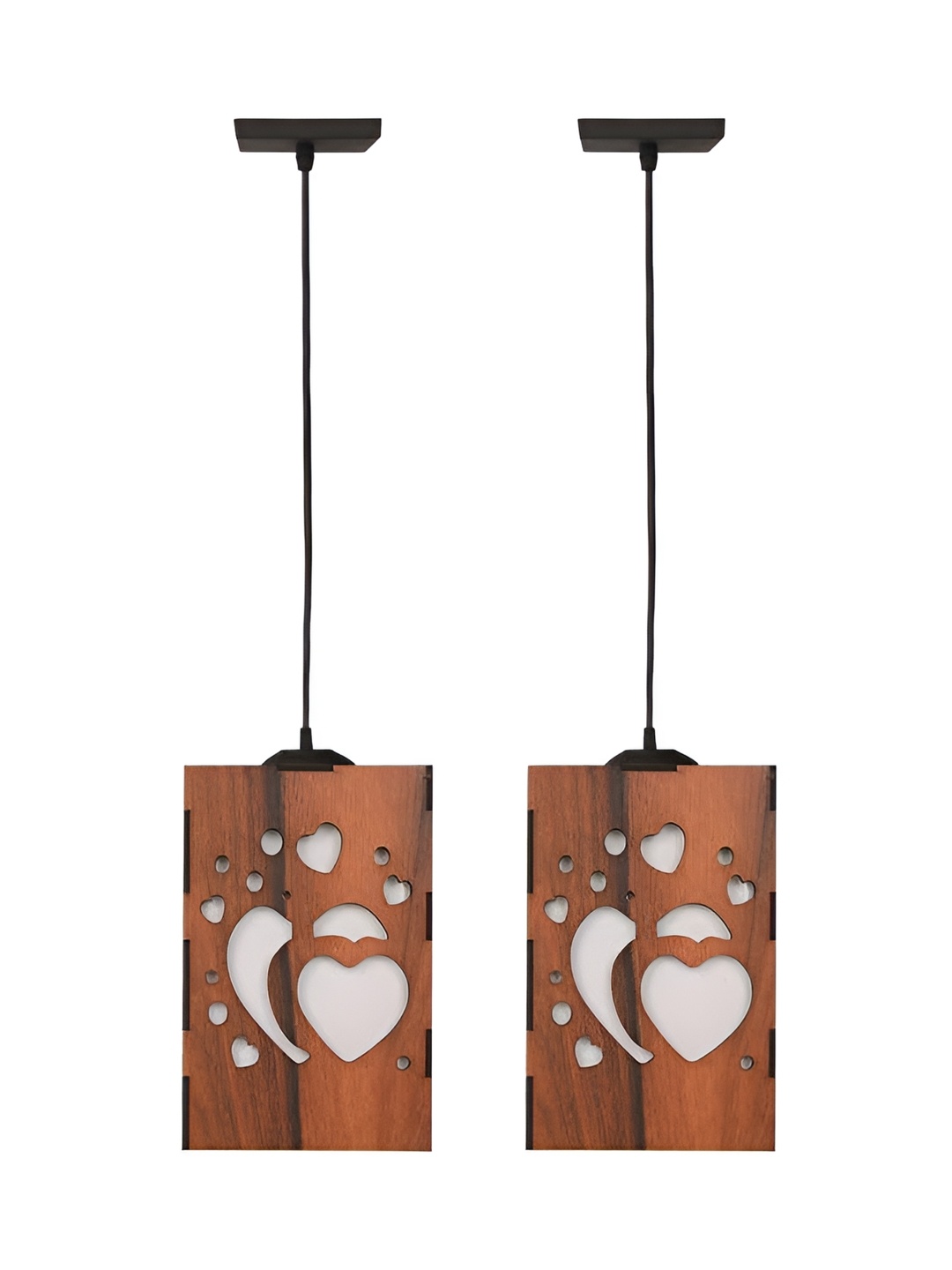 

Afast Black & Brown 2 Pieces Textured Wooden Rectangle Ceiling Lamp