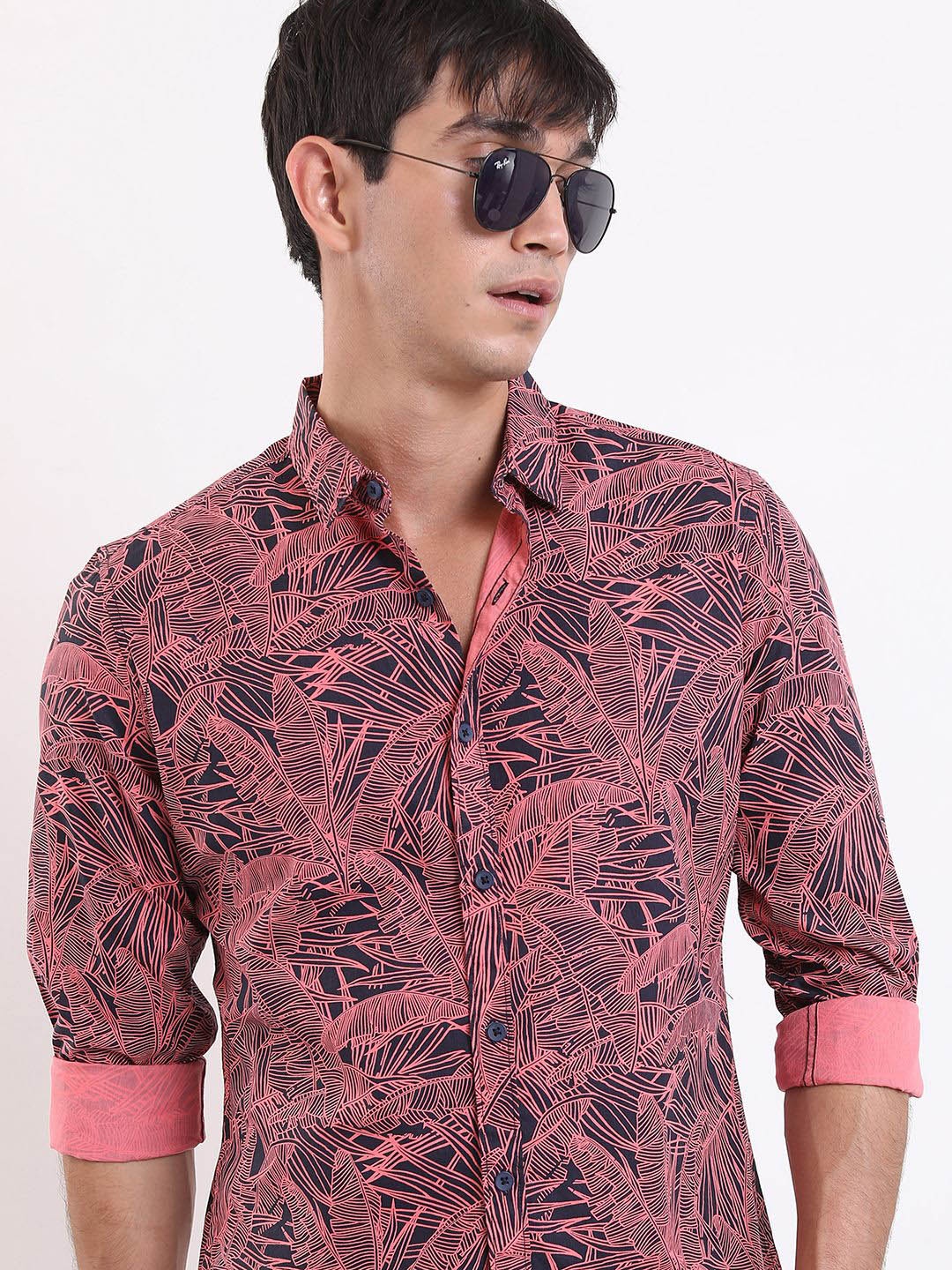 

Ketch Mens Casual Slim Fit Shirt, Coral