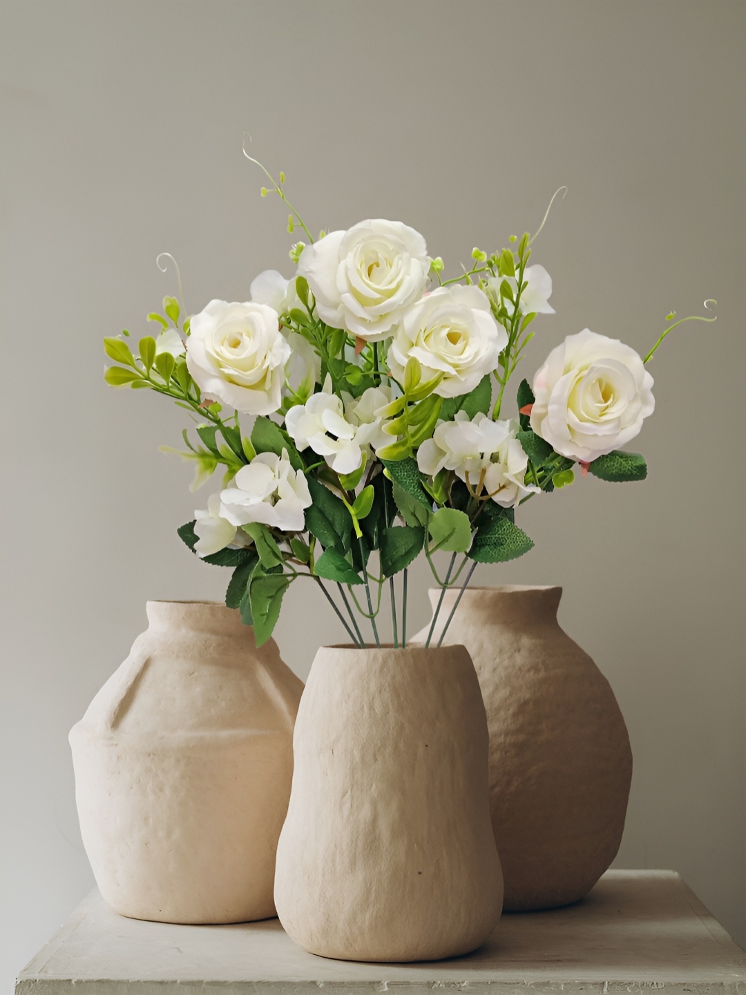 

ARTSY White & Green Rose Artificial Flower