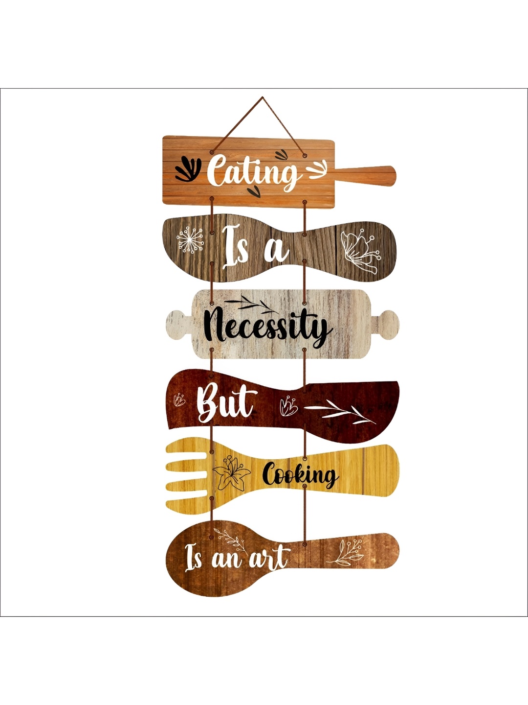 

CVANU Brown & White Wooden Printed Wall Hanging