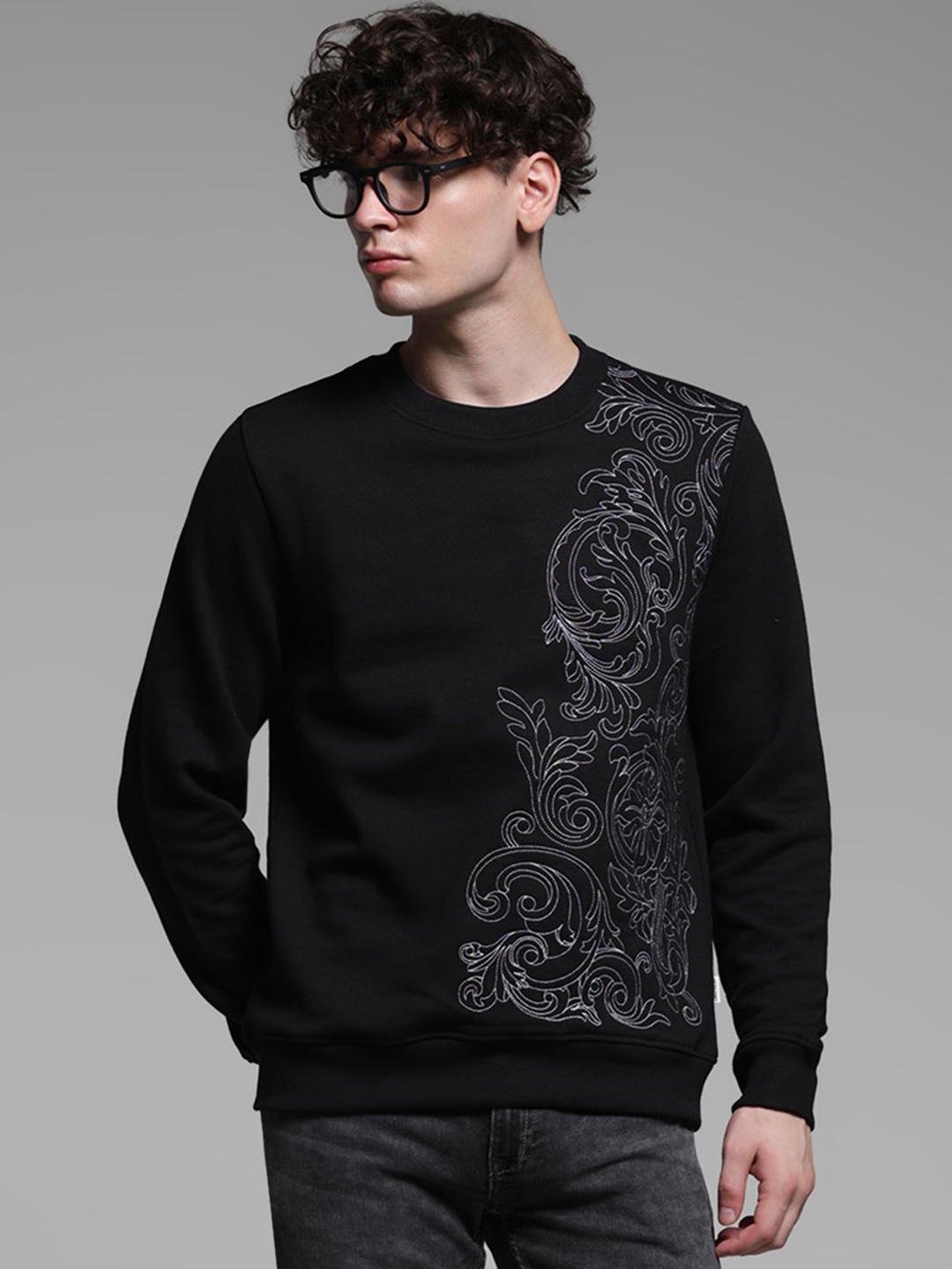 

Jack & Jones Men Embroidered Sweatshirt, Black