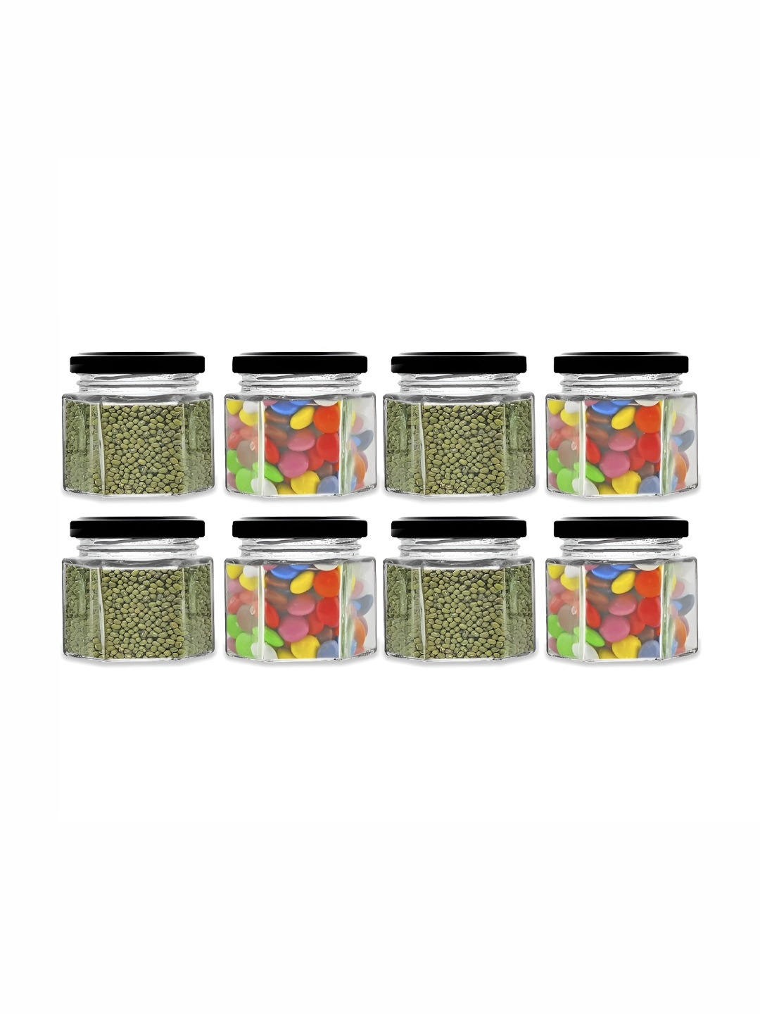 

tyche enterprises Transparent 8 Pieces Glass Dishwasher Safe Container 100ml