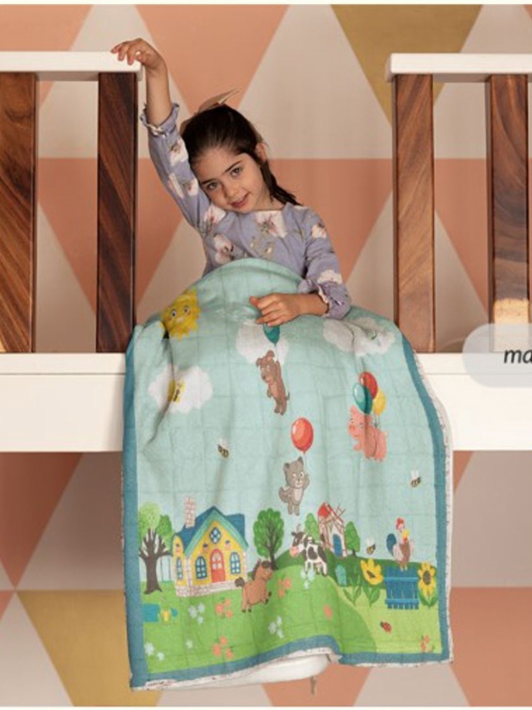 

NEW COMERS Blue & Green Contemporary 210 GSM Single Baby and Kids Bed Quilt