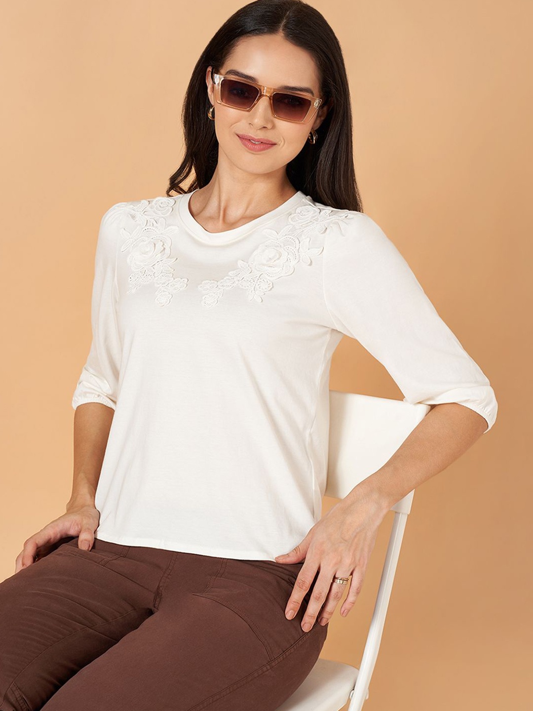 

Honey by Pantaloons Embroidered Cotton Top, Off white
