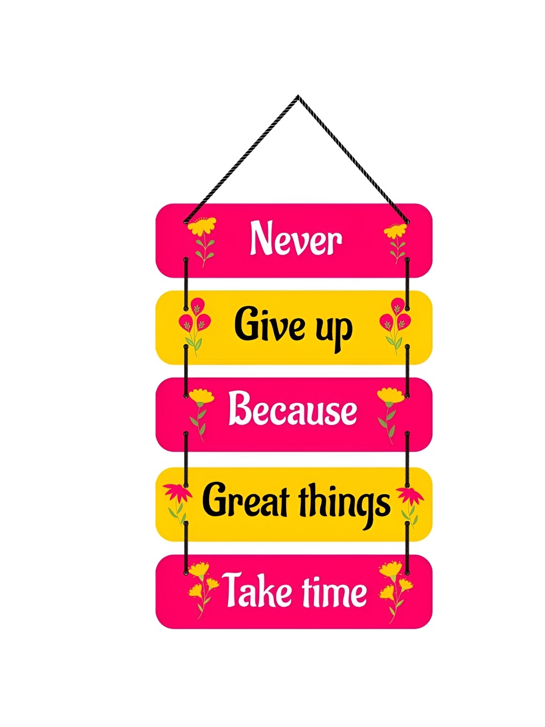 

CVANU Pink & Yellow Printed Wooden Wall Hangings